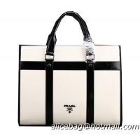 PRADA Saffiano Leather Business Briefcase 51661 White
