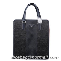 PRADA Calfskin Leather Business Tote Bag 51083 Black