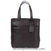 PRADA Calfskin Leather Business Tote Bag 80633 Brown