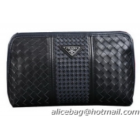 Prada Calfskin Leather Clutch P50791 Black
