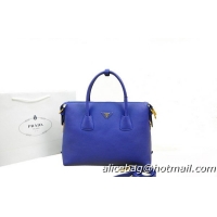 Prada BN0890 RoyalBlue Grainy Calf Leather Two-Handle Bag