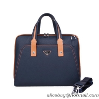 Prada Grainy Calf Leather Briefcase 30091 Blue