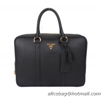 Prada Grainy Calf Leather Briefcase VA0871 Black
