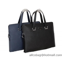Prada Original Saffiano Calf Leather Briefcase BN89201 Black&Blue