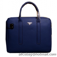 PRADA Grainy Leather Business Briefcase P3555 Royal