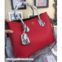 Discount Fashion Prada Grainy Leather Tote Bags BN2756S Red