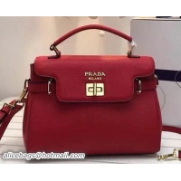 Best Grade Prada Grainy Leather Top Handle Bags BN0911 Red