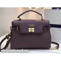 Pretty Style Prada Grainy Leather Top Handle Bags BN0911 Purple