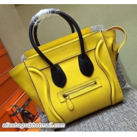 Crafted Celine Luggage Micro Boston Bag Original Leather CL3307 Yellow