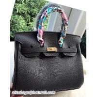 Well Crafted Hermes Birkin 25CM Tote Bag Litchi Leather H25T Black