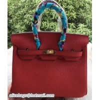 Classic Hermes Birkin 25CM Tote Bag Litchi Leather H25T Red