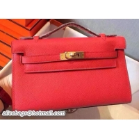 Sumptuous Hermes MINI Kelly 22cm Tote Bag Calfskin Leather K22 Red