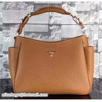 Buy Fashionable PRADA Grainy Leather Hobo Bag BR0125 Wheat