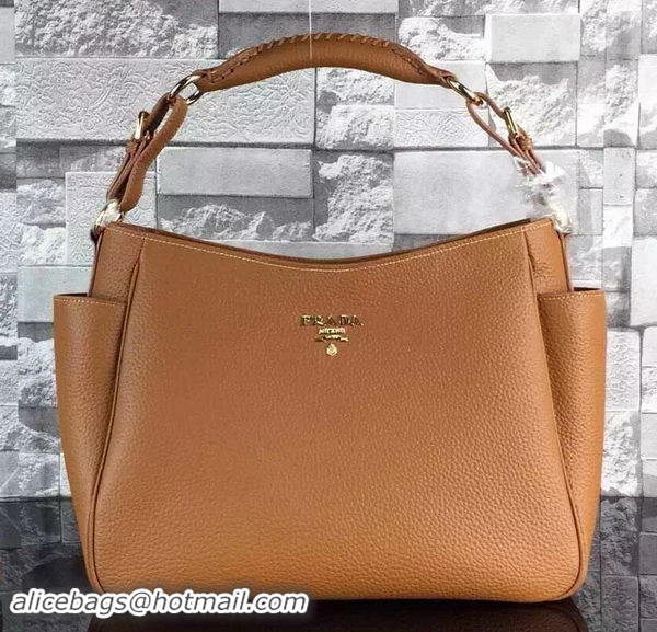 Buy Fashionable PRADA Grainy Leather Hobo Bag BR0125 Wheat