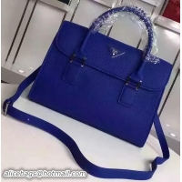 Durable Prada Calfskin Leather Tote Bag 1BD2628 Blue