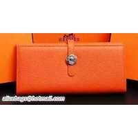 Promotional Hermes Dogon Original Leather Wallet H509 Orange