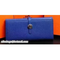 Low Price Hermes Dogon Original Leather Wallet H509 Blue