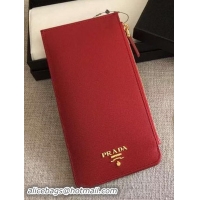 Top Quality Prada Saffiano Leather Business Card Holder BR1751 Red