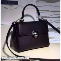 Well Crafted Prada Arcade Flap Shoulder Bag Calfskin Leather 1BD020 Black
