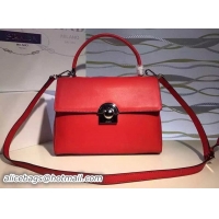 Well Crafted Prada Arcade Flap Shoulder Bag Calfskin Leather 1BD058 Red
