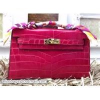Luxury Hermes MINI Kelly 22cm Tote Bag Croco Leather KL22 Rose