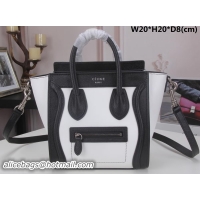 Stylish Celine Luggage Nano Tote Bag Original Leather CLY33081S White&Black