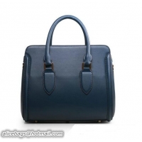 Buy New Cheap ALEXANDER MCQUEEN Heroine Medium Original Leather Top Handle Bag 8817 RoyalBlue
