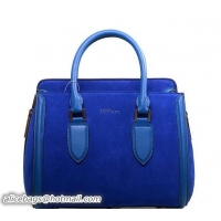 Classic Specials ALEXANDER MCQUEEN Heroine Medium Nubuck Leather Top Handle Bag 8817 Blue