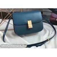 Big Enough Celine Classic Box Flap Bag Smooth Leather C20447 Blue