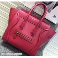 Low Cost Celine Luggage Micro Tote Bag in Original Smooth Calfskin 703098 Red