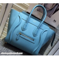 Stylish Celine Luggage Micro Tote Bag in Original Goatskin Leather 703097 Ice Blue