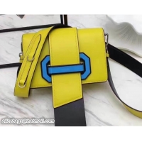 Chic Prada Plex Ribbon Bag 1BD067 Yellow/Black 2017