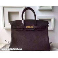 Duplicate Hermes Birkin 35 Bag in Original Togo Leather Bag H60235 Dark Coffee