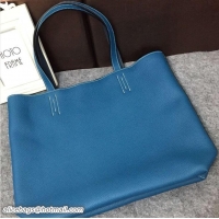 Low Cost Hermes Double Sens Shopping Tote Bag In Original Togo Leather H60419 Dark Blue/Blue