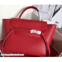 Unique Style Celine Belt Tote Small Bag in Grained Leather 71809 Poppy