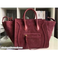 Top Grade Celine Luggage Phantom Bag in Original Suede Leather 71807 Red 2017