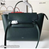 Sophisticated Celine Belt Tote Small Bag in Epsom Leather 71820 Dark Green