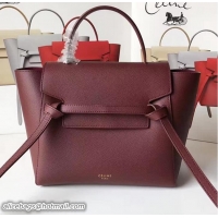 Popular Style Celine Belt Tote Mini Bag in Epsom Leather 71822 Burgundy