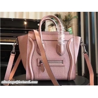 Shop Duplicate Celine Luggage Nano Tote Bag In Original Leather Grained Pink 72026