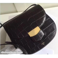Top Grade Celine Croco Pattern Small Trotteur Shoulder Bag 72112 Black