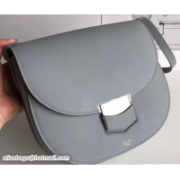 Grade Celine Grained Calfskin Compact Trotteur Shoulder Bag 72108 Gray