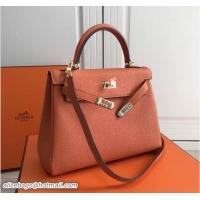 Shop Cheap Hermes Kelly 25cm In Original Calfskin Leather Bag 72201 Orange
