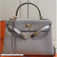 Perfect Hermes Kelly 28CM Bag In Togo Leather With Gold Hardware 72302 Pale Grey