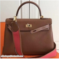 Pretty Style Hermes Kelly 28 Togo Leather With Amazon Strap Bag 72304 Brown