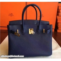 Grade Quality Hermes Birkin 30 Bag In Original Epsom Leather With Gold/Silver Hardware 72306 Dark Purple
