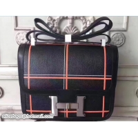 Discount Hermes Original Constance 23cm Bag Black Grid 72310 Orange/White 2017