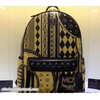 Shop Duplicate MCM Stark Baroque Print Backpack Bag 81031 Yellow