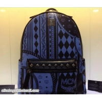 Duplicate MCM Stark Baroque Print Backpack Bag 81031 Blue