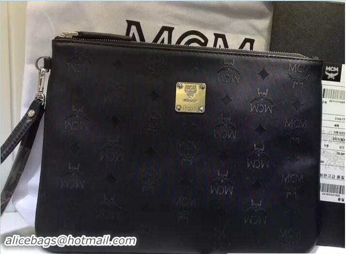 Luxury MCM Stark Ipad Pouch Clutch Bag with Wristlet 81035 Odeon Black