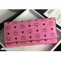 Fashion MCM Visetos Printed Claus Long Two Fold Wallet 81109 Pink